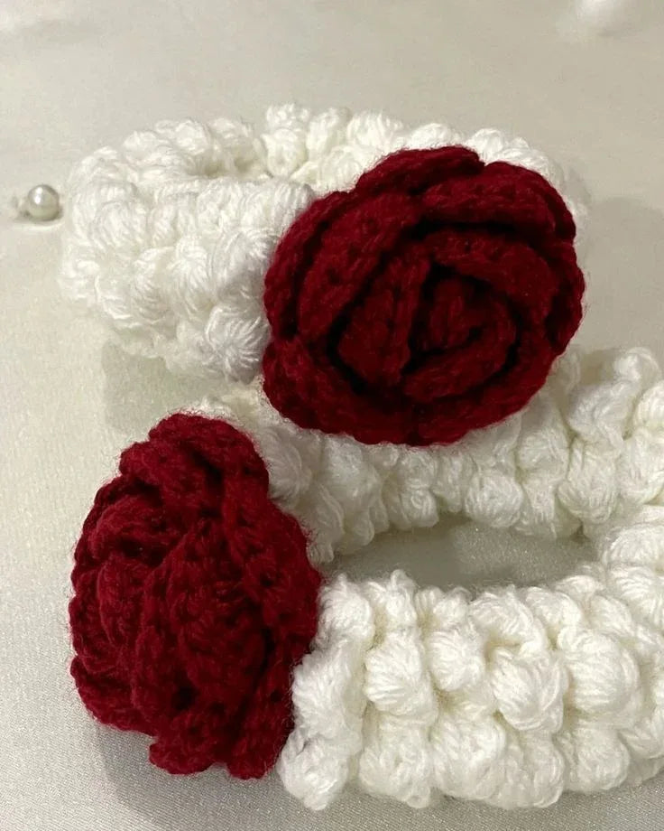 Handmade Crochet pair Gajray – Elegant Floral Hair & Hand Accessories - Eazzy Store