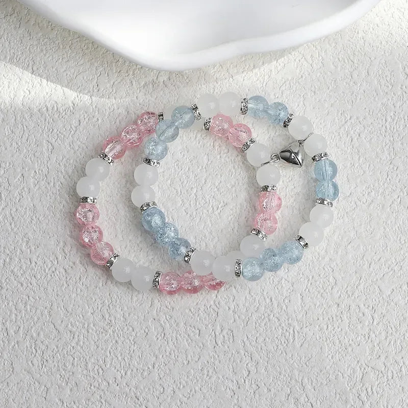 Flower Bead Heart-shaped Magnetic Buckle Couple Bracelet - Eazzy Store