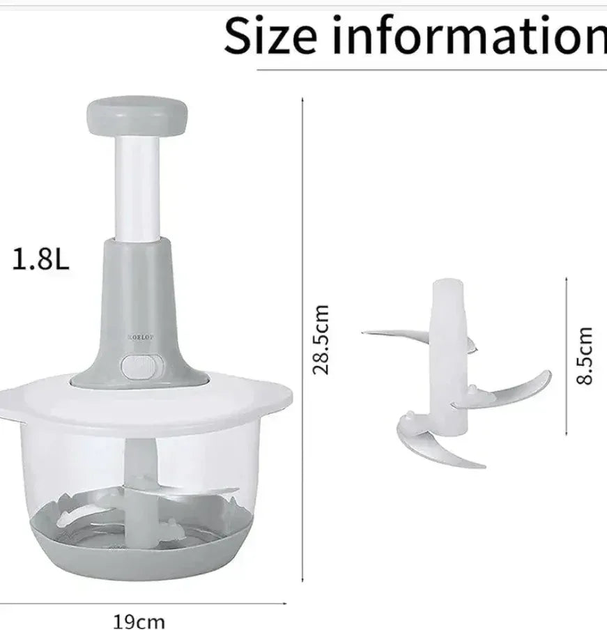 Hand Press Food Vegetable Chopper 1.5L - Eazzy Store