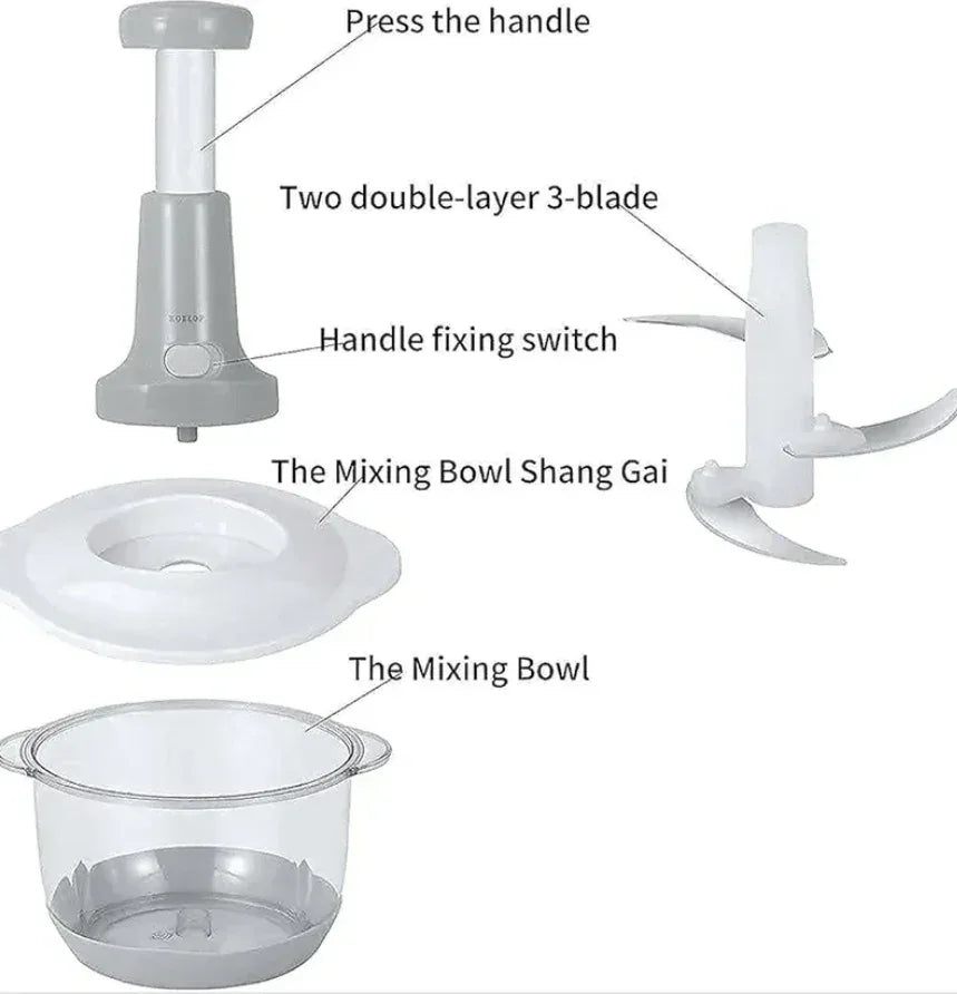 Hand Press Food Vegetable Chopper 1.5L - Eazzy Store