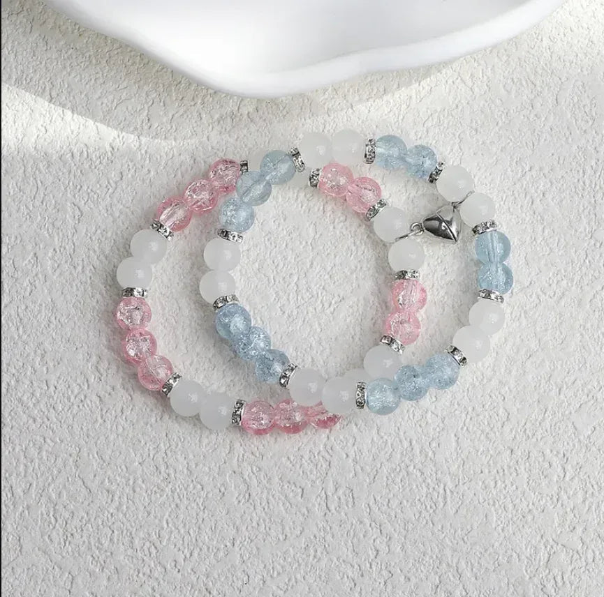 Flower Bead Heart-shaped Magnetic Buckle Couple Bracelet - Eazzy Store