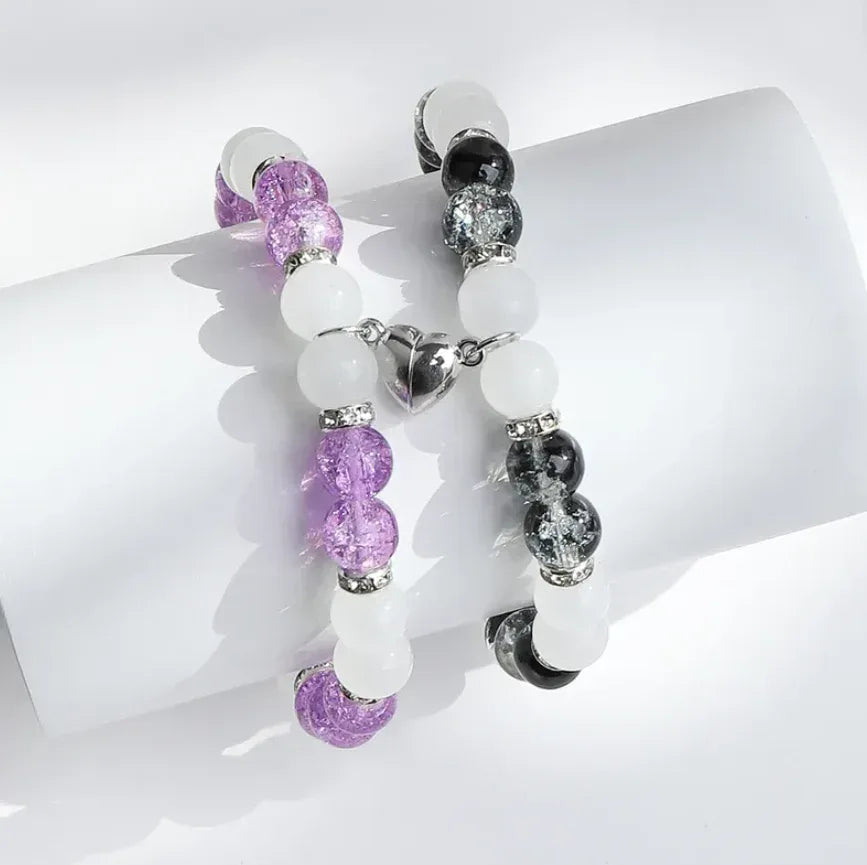 Flower Bead Heart-shaped Magnetic Buckle Couple Bracelet - Eazzy Store