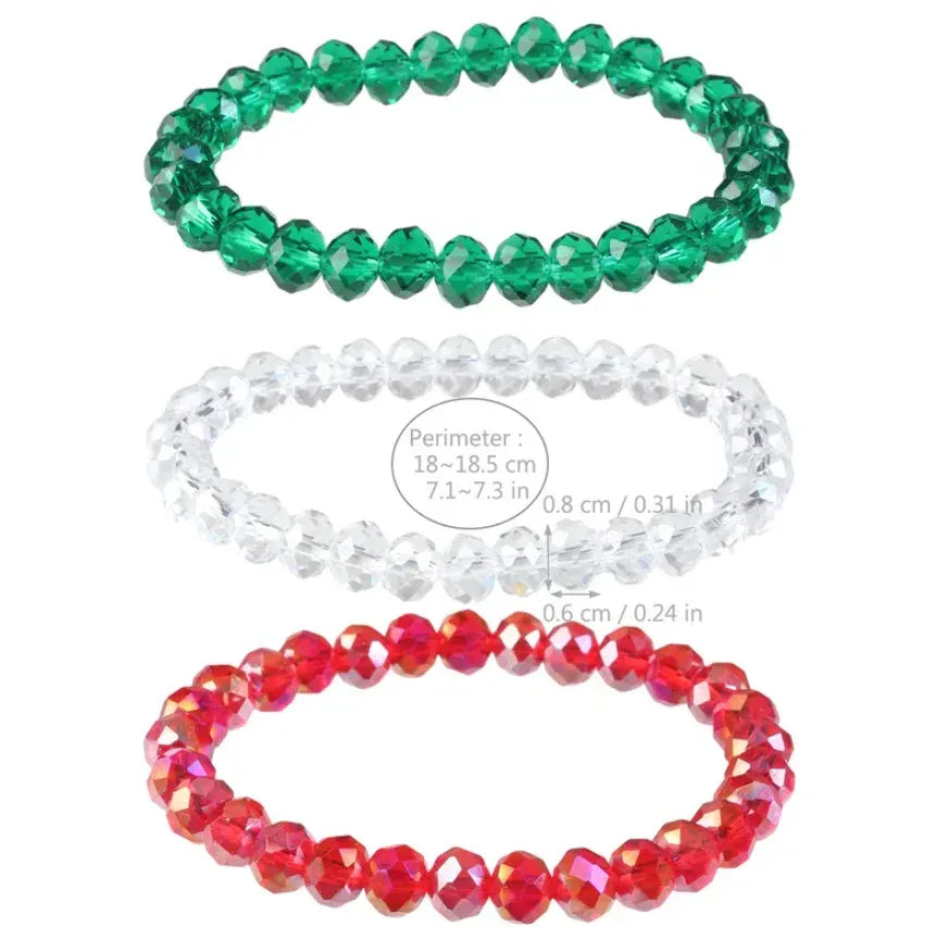 3-piece Set of Artificial Crystal Elastic Bracelets Transparent Bead Bracelets for Women - Eazzy Store