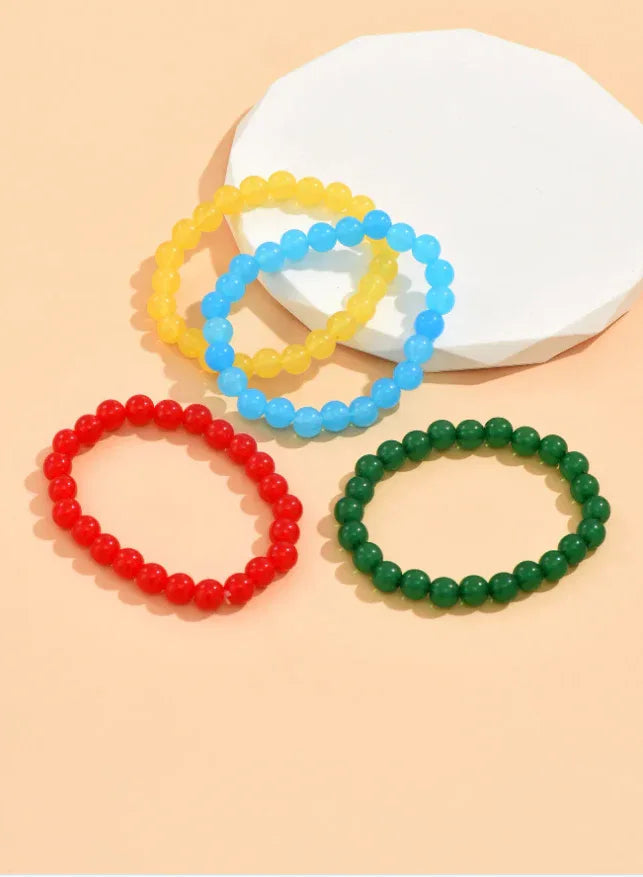 Set Of Four Fashionable Gradient Acrylic Beads Bracelet - Eazzy Store