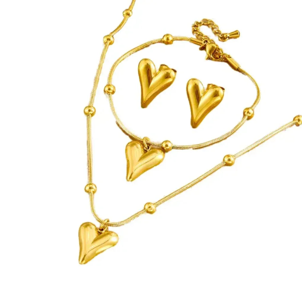 Stainless Steel Ball Chain and Heart Shape Combo Set - Eazzy Store