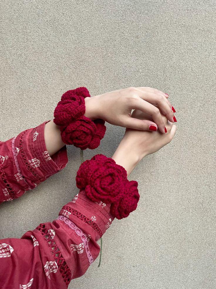 Handmade Crochet pair Gajray – Elegant Floral Hair & Hand Accessories - Eazzy Store