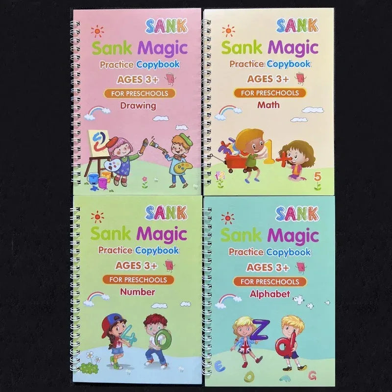 Sank Magic Practice Copybook Pen Preschools Kids 4-Pcs - Eazzy Store