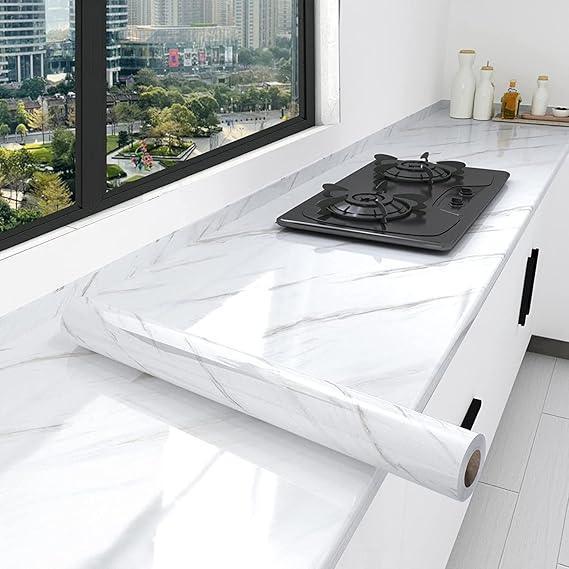 White Marble Wallpaper Peel and Stick Waterproof (60X200) - Eazzy Store