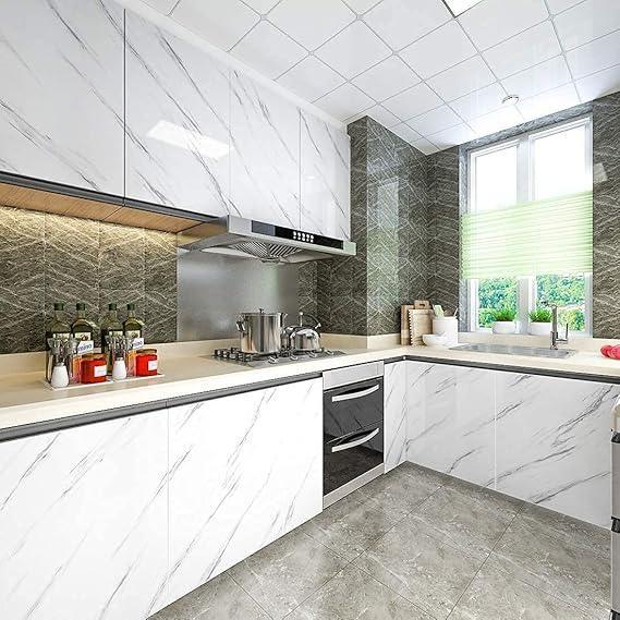 White Marble Wallpaper Peel and Stick Waterproof (60X200) - Eazzy Store