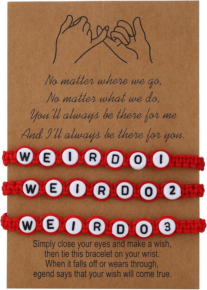Weirdo BFF Friendship Bracelets for 3 Handmade Matching String Bracelets for Best Friends Couples Women Men - Eazzy Store