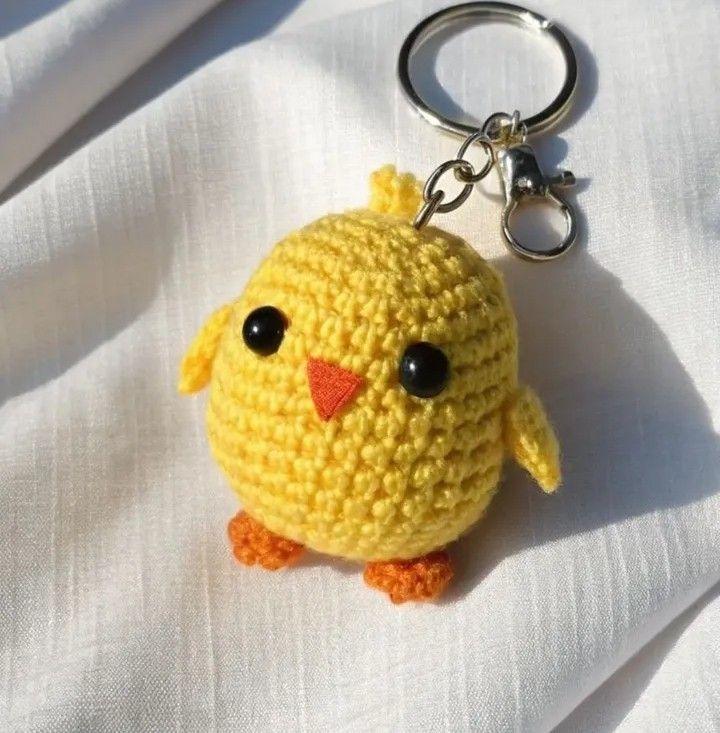 Handmade Crochet Chick Keychain – Cute & Colorful Key Holder and Bag Charm - Eazzy Store