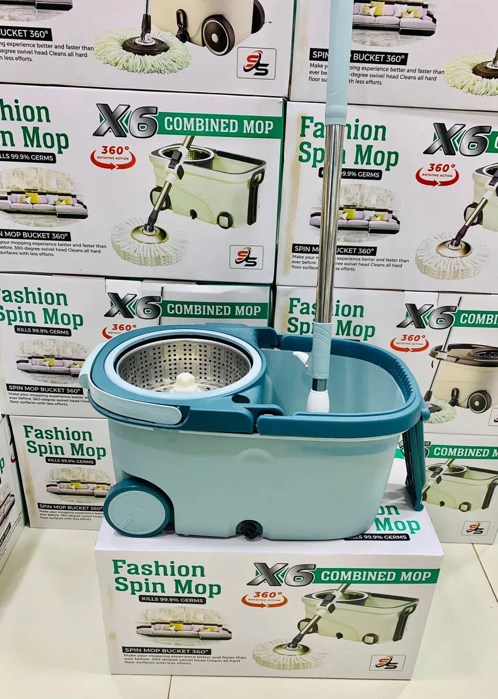 Rotary spin mop automatic dehydration with 2 Wheels - Eazzy Store
