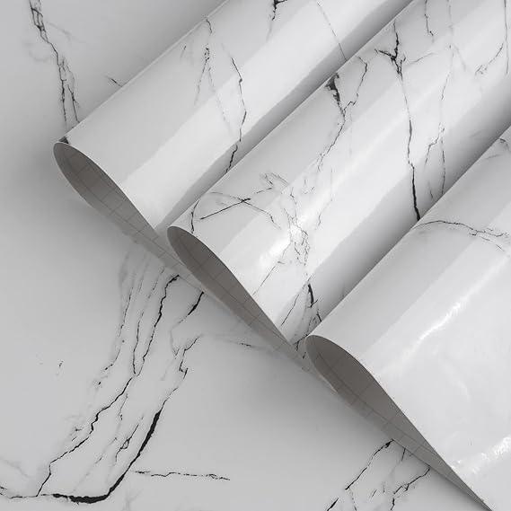 White Marble Wallpaper Peel and Stick Waterproof (60X200) - Eazzy Store